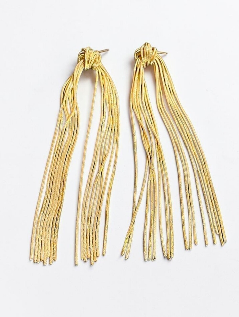 Long Gold Knot Tassel Earrings 4" x .5" NWOT